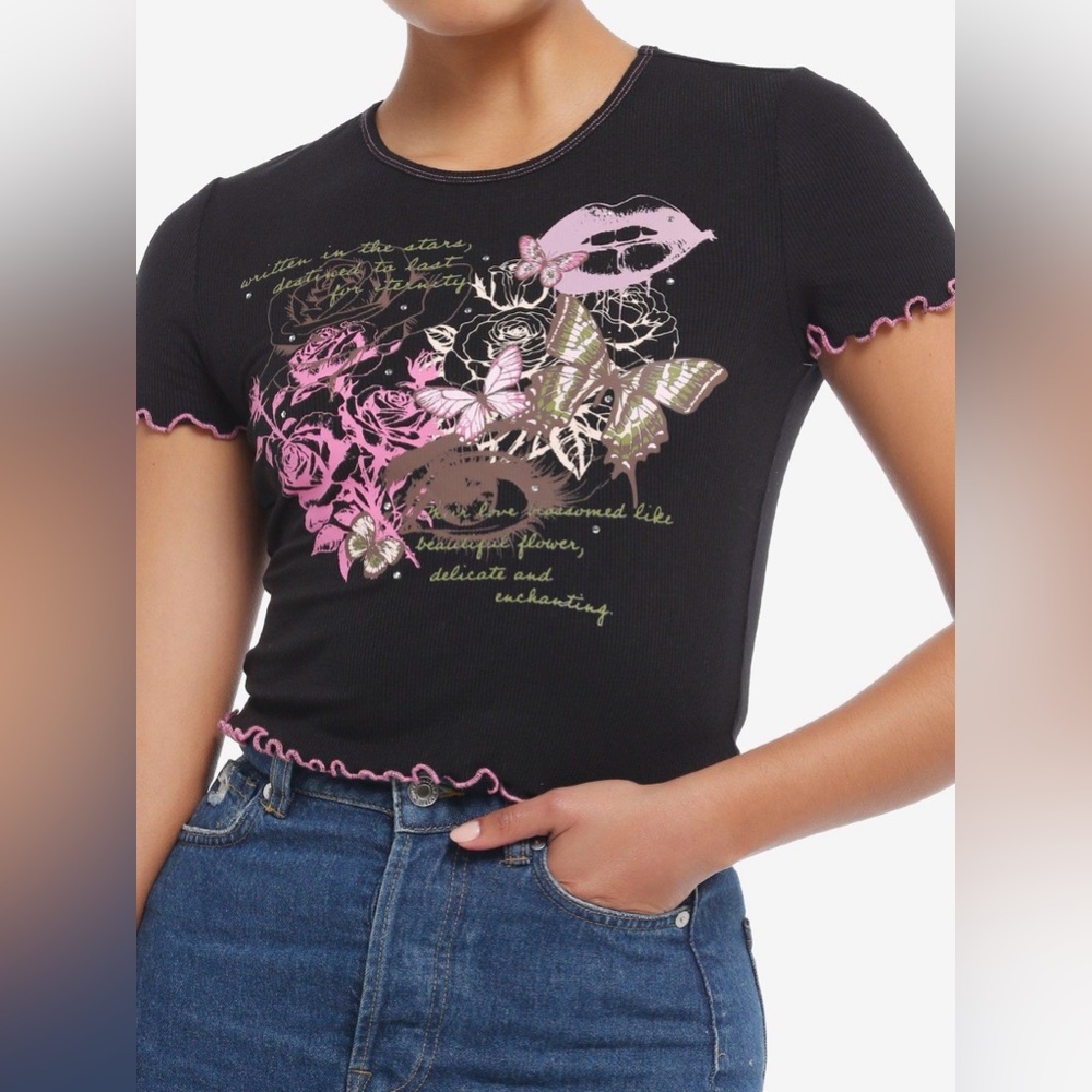 Hot Topic Sweet Society Buttetfly Grunge Girls Crop Top Size 2X